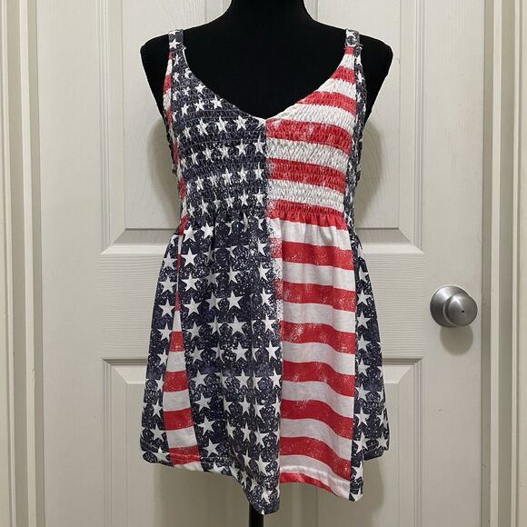 Stars & Stripes Tank Top America Red White & Blue Fit & Flare Medium - X-Large - Picture 1 of 9